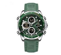 Naviforce Montres numériques Militaires pour Hommes Montre étanche à Quartz analogique Sport Montre-Bracelet en Cuir multifonctionnelle
