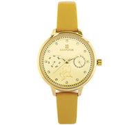Naviforce - NF5003 - Montre analogique au Quartz pour Femme, à Bracelet en Cuir, étanche (Bande: Jaune/Index: Or)