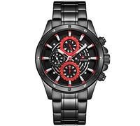 Naviforce - NF9149 - Montre-Bracelet à Quartz analogique pour Homme, Bracelet en métal, étanche (Bande: Noir/Index: Rouge)