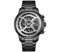 Naviforce - NF9150 - Montre-Bracelet à Quartz analogique pour Homme, Bracelet en métal, étanche (Bracelet: Noir/Index: Argent/Bordure: Granit)