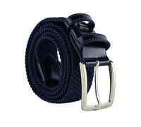 Navigare Ceinture élastique tressée fabriquée en Italie, homme et femme, avec inserts en cuir véritable
