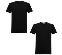 Navigare T-Shirt 100% Coton, Art. 812, Lot de 2 pièces, Col en V Noir XXL