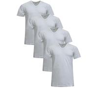 Navigare T-Shirt 100% Coton, Art. 812, Lot de 4 pièces, Col en V, Blanc XL