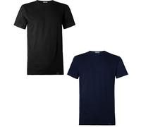 Navigare T-Shirt 100% Coton, Art. 813, Lot de 2 pièces, Col Rond Assortiment (1 Noir, 1 Bleu) XL