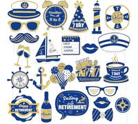 Navigation dans la Retraite Party Décorations 24Pcs Thème Nautique Photo Booth Props Croisière Ancre Voilier Marine Sailor Selfie pour Les Marins Fournitures heureuses