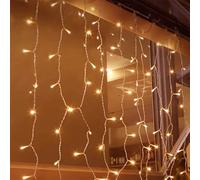 Naviluz Lumières plates de rideau, batterie 3AA, blanc chaud, 2 m x 2 m, idéales pour décorer des événements et créer des ambiances chaleureuses.
