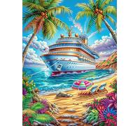 Navire de croisière sur Une Plage Tropicale 300 Pieces Casse-tête Amateur d'art en Carton Épais sans Déformation Animaux et Plantes Difficile Expert Décoration Murale Idée Cadeau Anniversaire 300 PCS