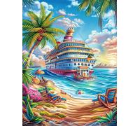 Navire de croisière sur une plage tropicale 500 Pieces Casse-tête Expert Confirmé En Carton Anti-Déchirure Rêve magique de science-fiction Très Difficile Motif Complexe Décoration Murale Cadeau Annive