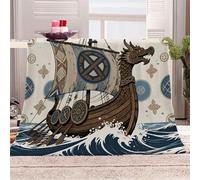 Navire De Guerre à Tête De Dragon Naviguant à Travers Les Vagues-06 Manta de franela 3D Suave - Cubre Sofá/Cama 220x240,Modèle De Toile Estampado 3D Ultrarealista,Polar Caliente,Lavable,Hogar