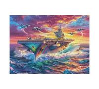 Navire de Guerre dans la Lueur du Coucher du Soleil sur l'Océan 500 Pièces Puzzle pour Ado en Carton Anti-Déchirure Facile Débutant Jeu De Société Soirée Entre Amis Cadeau Anniversaire Petit Prix 500