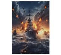 Navire de Guerre Puzzles Adultes 300 Pièces en Bois, Jouet De Puzzle De Défi De Cerveau pour des Enfants, D’Intelligence 42×30cm