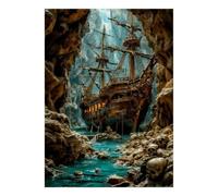 Navire Grotte Crâne 1000pcs Mini Puzzle pour Adultes Difficile | 38x26cm Carton Décor Salon Structure Durable Cadeau Anniversaire Relaxation