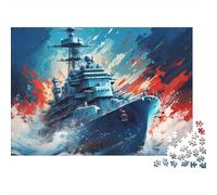 Navire Guerre tempête 1000 PC 3 Couches Carton Marine Style Peinture Action Puzzle, Jeu Impossible, Formation Logique, Décompression & Cadeau Collectionneurs Famille 38x26cm/1000pcs