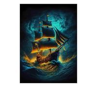 Navire Océan Tempête 1000 Pièces Mini Puzzle pour Adultes Difficile | 38x26cm Carton Décor Salon Structure Durable Cadeau Anniversaire Soulagement Du Stress
