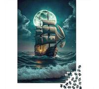 Navire Pirate Moonlight 1000 Pièce Papier Écologique Puzzle Classique Collecteurs Jeu Stimulant Décompression Cadeaux 52x38cm/1000pcs