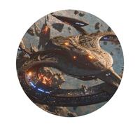 Navire Spatial Rond Puzzle 120 Pièces pour Space Battleship Astronomical Object Adultes Enfants Forme d'animal Classique Parfait Qualité Premium Activité Artistique Ludique Éducative 120 PCS