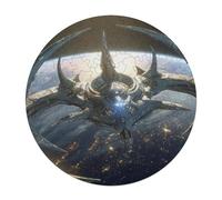 Navire Spatial Rond Puzzle 120 Pièces pour Space Battleship Astronomical Object Adultes Enfants Forme d'animal DIY Résumé Paysage des Cadeau Original Décoration Murale Classique 120 PCS