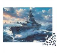 Navires Guerre en tempête Puzzle 1000 Pièces Adulte avec Couleurs Éclatantes, Ensemble De Casse-tête en Puzzle activité Zen pour La Décoration De Bureau, Idée Cadeau Anniversaire 70x50