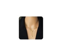 Navirix Collier ras du cou simple doré en forme de cœur pour femme - Réglable - Collier vintage en Y - Accessoires de bijoux, Large, Métal, Pas de gemme
