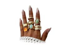 Navirix Grosse bague dorée pour femme - Bague épaisse pour pouce et phalange - Ne ternit pas - Accessoire de doigt irrégulier, Acier allié, Aucune pierre précieuse