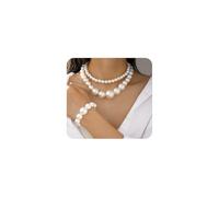 Navirix Parure de bijoux vintage en perles pour mariée, demoiselle d'honneur, collier, bracelet, bijoux de fiançailles des années 1920, accessoires de boucles d'oreilles, bagues, Large, Acrylique, Pas