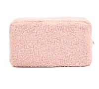 Navishendley Trousse de maquillage en peluche pelucheuse, pochette de maquillage pelucheuse, sac à main de rangement pour cosmétiques de voyage, sac à main portable à fermeture éclair pour soins de la