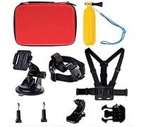 Navitech Ensemble Combo Accessoire Caméra 8-en-1 et étui De Rangement Rouge Robuste- Compatible avec Le GoPro Hero 7 Silver - Imperméable Caméra d'action