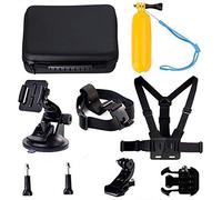 Navitech Ensemble Combo Accessoire caméra 9 en 1 et étui de Rangement Gris Robuste Compatible avec AKASO EK7000 Sports Camera