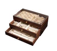 Navna Boîte de rangement portable en bois pour colliers, bagues et bijoux