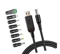 Navna Câble d'alimentation USB vers CC 5,5 mm 5 V/9 V/12 V avec 8 embouts pour routeurs, appareil photo, bandes LED, haut-parleurs, chargement à affichage numérique