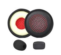 Navna Coussin d'oreille pour casque de communication compatible avec Poly | Coussinets d'oreille ronds perforés, couvre-bandeau, tenue au travail