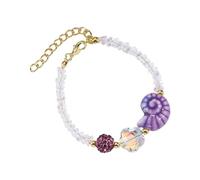 Navna Élégant pendentif réglable en céramique étoiles de mer escargot cristal perles chaîne à porter au quotidien élégant en céramique coquillages bijoux, taille unique, Comme décrit