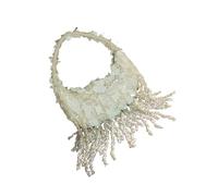 Navna Élégant sac à main avec poignée sur le dessus avec chaîne à pompons et paillettes en perles, plusieurs options de transport, accessoire de fête