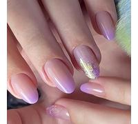 Navna Faux ongles en forme d'amande en ABS brillant, 24 pièces pour faux ongles, épaisseur modérée, gel, 1 lot