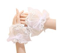 Navna Gants de cérémonie en filet avec chaîne élastique et broderie décorative pour mariage, danse, spectacles, soirée, blanc, taille unique