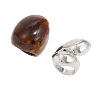 Navna Lot de 2 bagues géométriques uniques fabriquées à la main en résine et alliage pour un usage quotidien en forme de larme