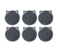 Navna Lot de 6 dessous de verre adorables en forme d'oreille de chat - En coton tressé absorbant - Pour protéger la table en bois