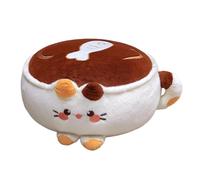 Navna Luxueux coussin de sol en fausse fourrure, motif tasse à café, coussin rond en fourrure pour salon, chambre à coucher, décoration de tasse à café