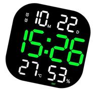 Navna Réveil numérique LED avec affichage de la température, luminosité, compte à rebours, télécommande pour décoration de chambre à coucher, horloge électronique