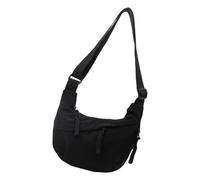 Navna Sac à bandoulière en toile de couleur unie, grand espace pour l'étude, la mode, l'université, l'étudiant, grand sac à bandoulière pour femme en toile, Noir , One Size