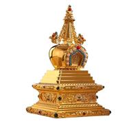 Navna Stupa tibétain traditionnel avec perles reliques Bouddhas en métal Statue pagode pour méditations et décorations spirituelles