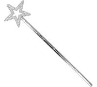 Navoys Baguette étoile argentée de 34 cm - Baguette magique de fée d'ange pour enfants, déguisement de princesse à fleurs, accessoire de fête pour adultes, fêtes à thème, mariage, fête féérique