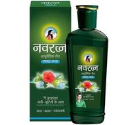 Navratna Huile capillaire ayurvédique 90 ml - Huile capillaire ayurvédique avec 9 herbes contre les maux de tête, le stress, l'insomnie et la fatigue | Avec autocollant Kajal rafraîchissant et