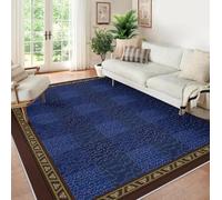 Navy Blue 200x300 Salon Tapis Checkered Abstrait Chambre carpette Large Moderne geometrique Bebe Area Descente lit antiderapant Machine Lavable Soft Playroom Indoor Floor Accent for Dining Table