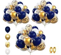 Navy Blue And Gold Balloons Set, 60 Pieces 12 Inch Garland For Birthday And Baby Shower Decoration