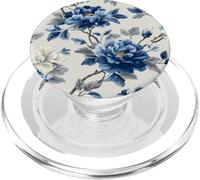Navy Blue Flower Lover Cute Girly Botanical Floral Nature PopSockets PopGrip pour MagSafe