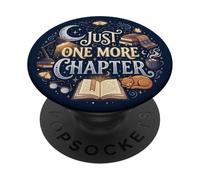 Navy Blue Just One More Chapter Bookish Book Lover Reader PopSockets PopGrip Adhésif