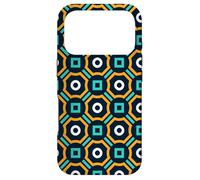 Navy Blue Mustard Yellow Teal Square Circle Art Deco Pattern Coque pour iPhone 17 Pro