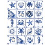 Navy Blue & White Summer Beach Coastal Mediterranean Ocean Journal Tropical Marine Biology Lemon Chinoiserie Aesthetic College Ruled Notebook for ... Gifts & Stationery for Women, Girls, Teens