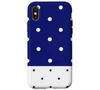 Navy Blue with White Polka Dots Trendy Polkadots Aesthetic Coque pour iPhone X/XS